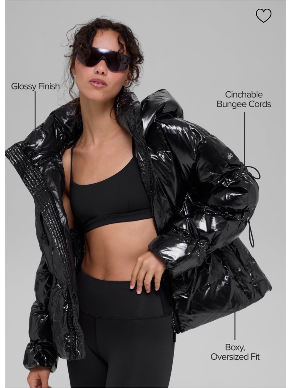 ALO Yoga Glossy Black Oversized Puffer